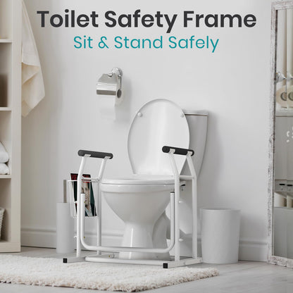 Vive Toilet Safety Frame with Arms (FSA/HSA Eligible) - Toilet Safety Support Rail for Seniors - Toilet Bar with Handles for Elderly, Handicapped & Disabled - Bathroom Assistance Aid to Help Stand