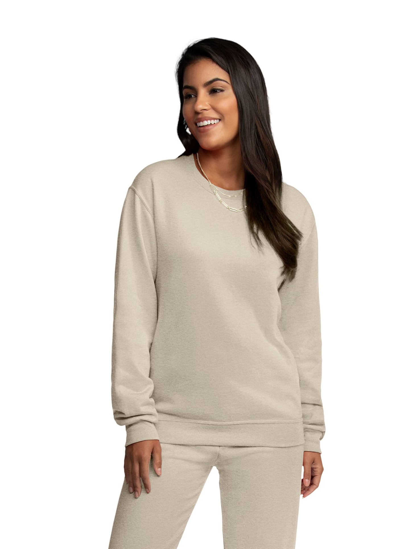 Fruit of the Loom Men's Moisture Wicking Eversoft Fleece Sweatshirt, Khaki Heather, Large