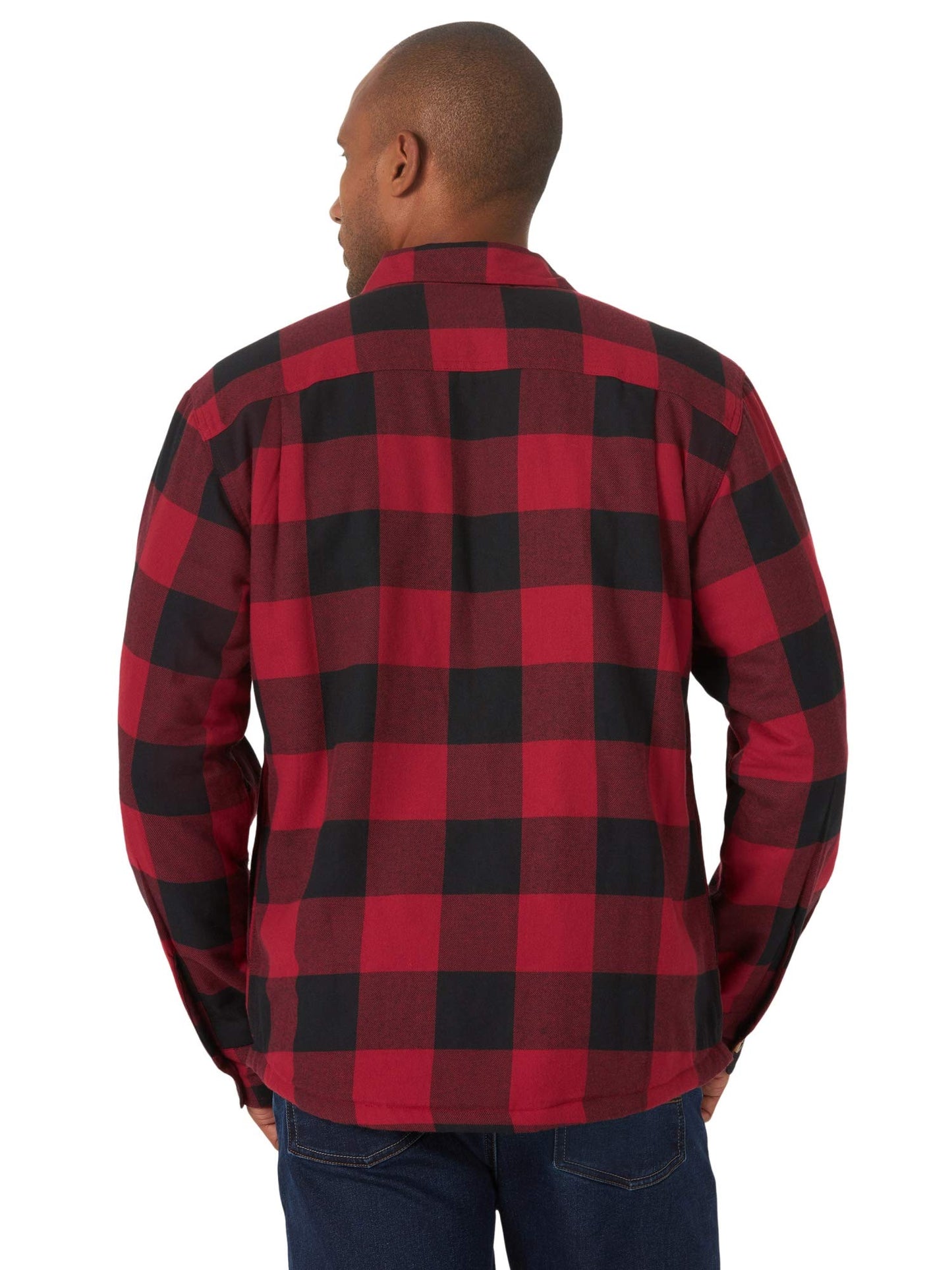 Wrangler Authentics Men's Long Sleeve Sherpa Lined Shirt Jacket, Red Buffalo, 3X-Large