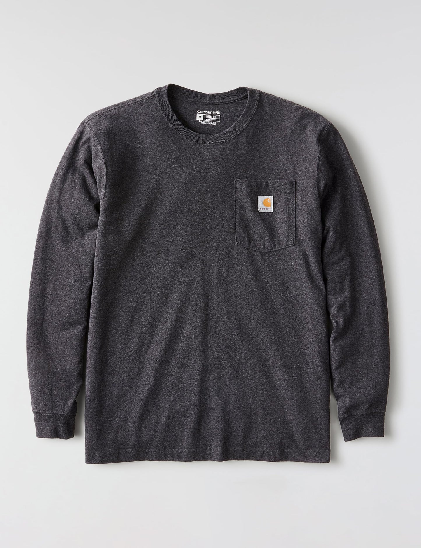 Carhartt Men's Loose Fit Heavyweight Long-Sleeve Pocket T-Shirt, Carbon Heather, REG-XL