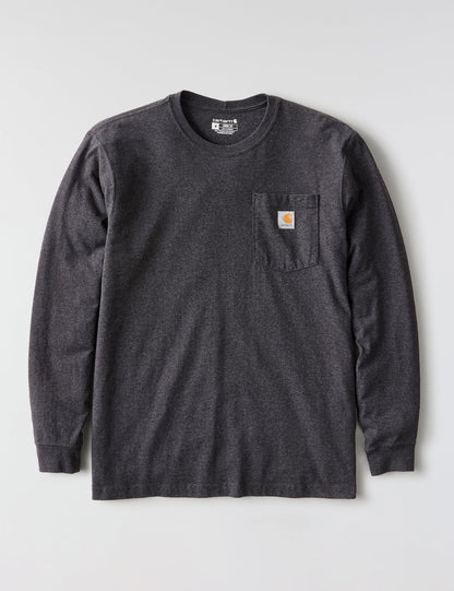 Carhartt Men's Loose Fit Heavyweight Long-Sleeve Pocket T-Shirt, Carbon Heather, REG-XL