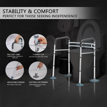 Lianjindun Toilet Safety Rails, Adjustable Toilet Frame for Elderly, Seniors, Handicap & Disabled, Foldable Handicap Toilet Handles Fit Any Toilets (300 LB)