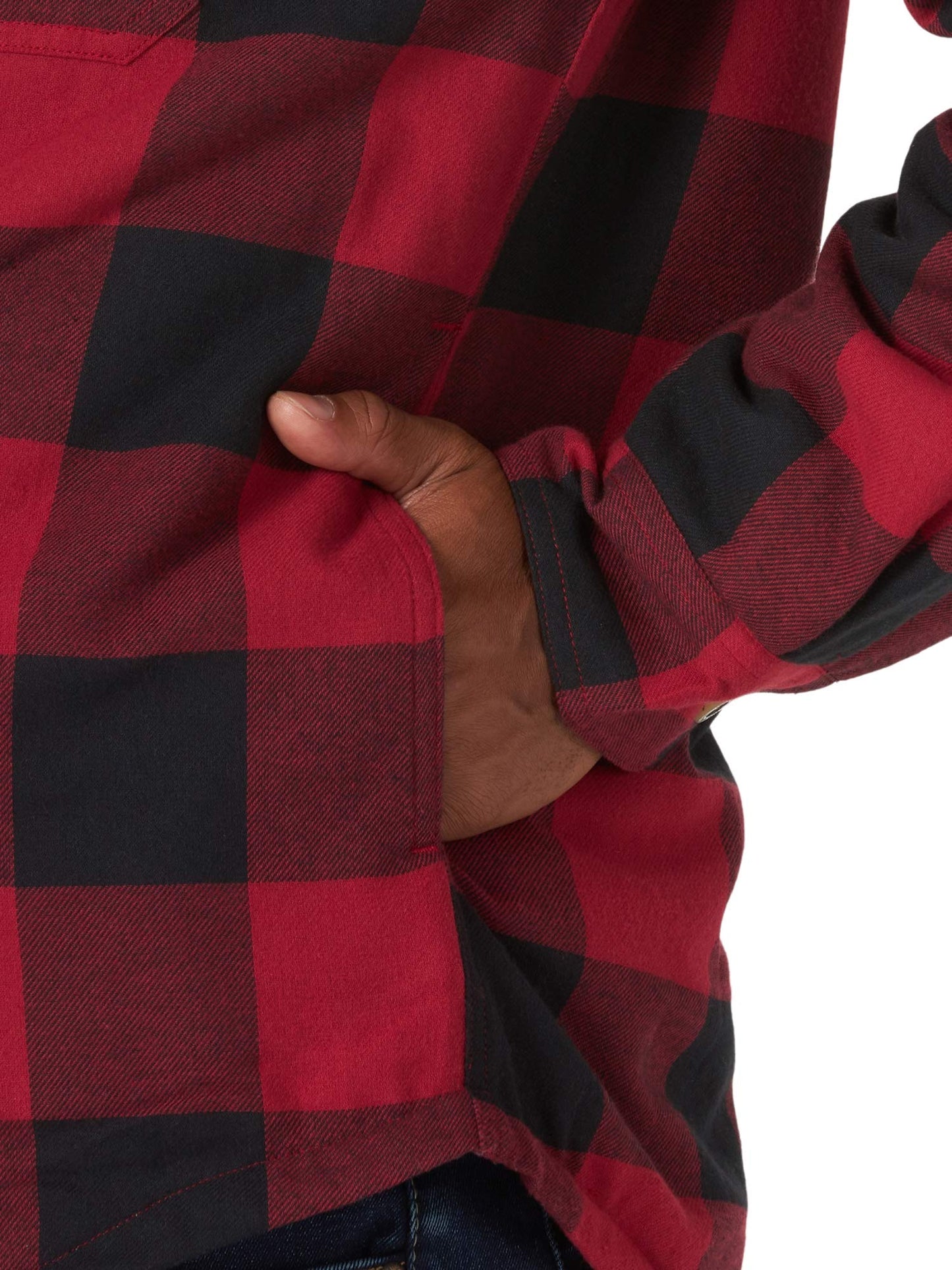 Wrangler Authentics Men's Long Sleeve Sherpa Lined Shirt Jacket, Red Buffalo, 3X-Large