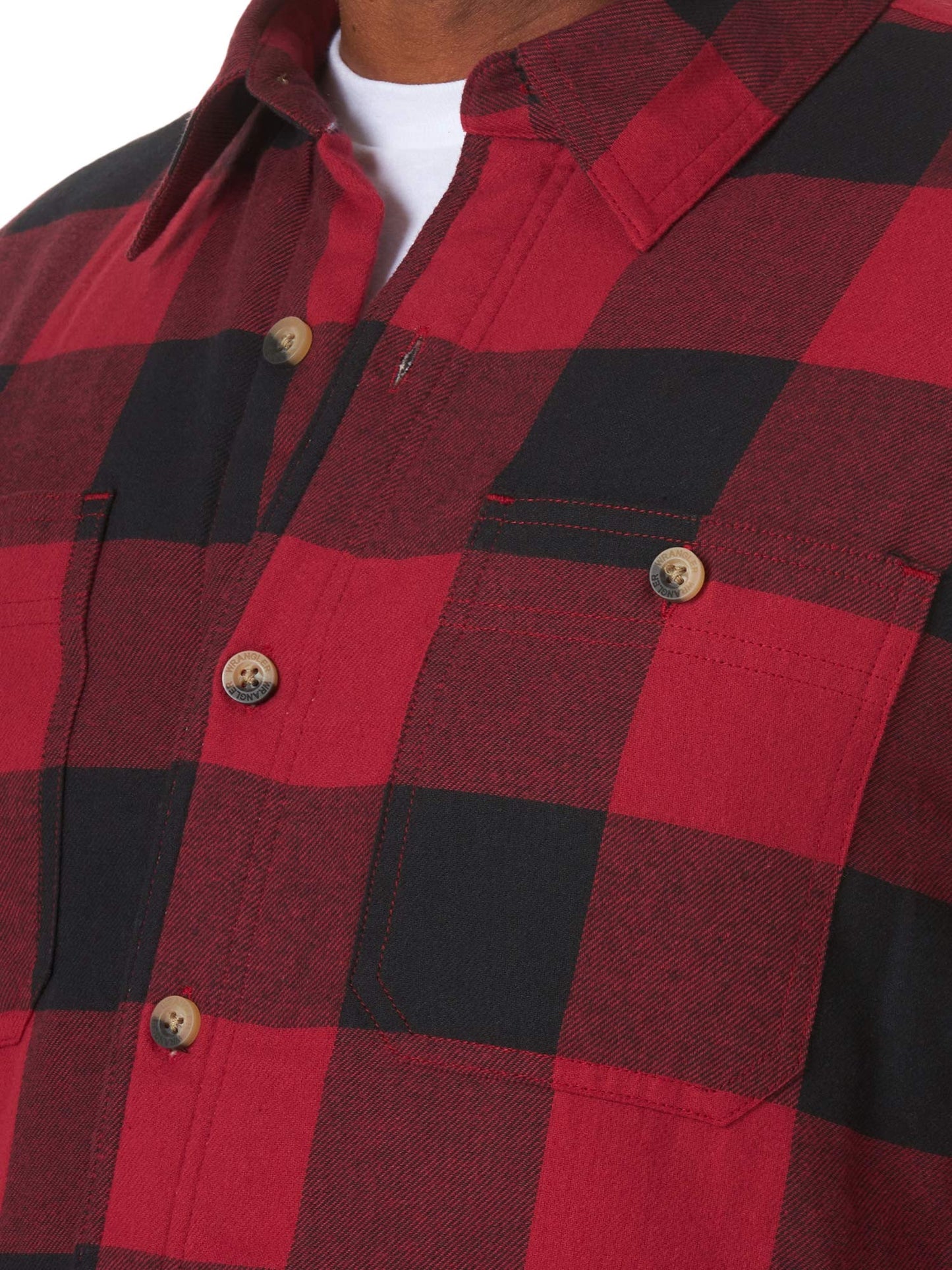 Wrangler Authentics Men's Long Sleeve Sherpa Lined Shirt Jacket, Red Buffalo, 3X-Large