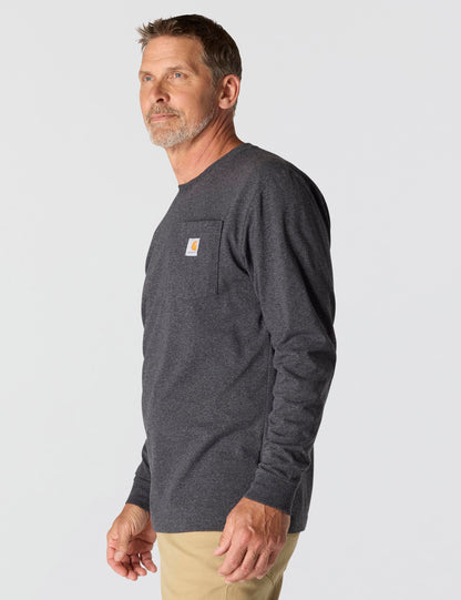 Carhartt Men's Loose Fit Heavyweight Long-Sleeve Pocket T-Shirt, Carbon Heather, REG-XL