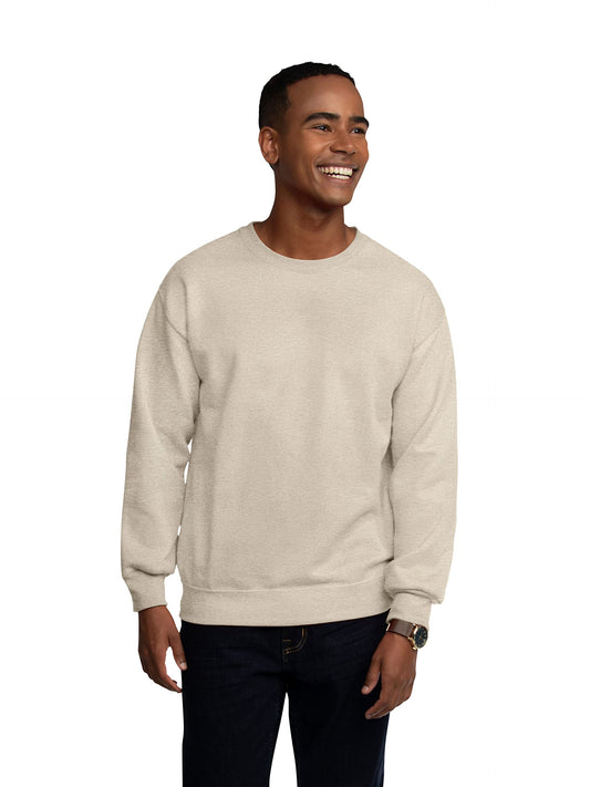 Fruit of the Loom Men's Moisture Wicking Eversoft Fleece Sweatshirt, Khaki Heather, Large