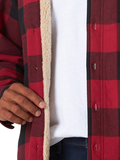 Wrangler Authentics Men's Long Sleeve Sherpa Lined Shirt Jacket, Red Buffalo, 3X-Large