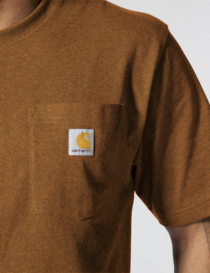 Carhartt mens Loose Fit Heavyweight Short-sleeve Pocket T-shirt work utility t shirts, Oiled Walnut Heather, 3X-Large US