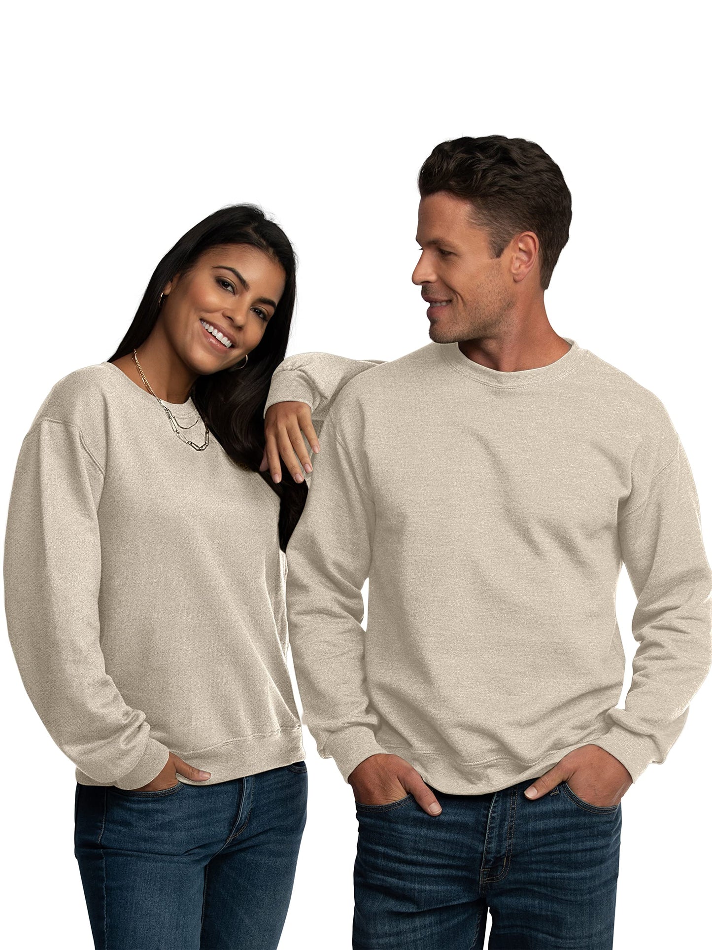 Fruit of the Loom Men's Moisture Wicking Eversoft Fleece Sweatshirt, Khaki Heather, Large