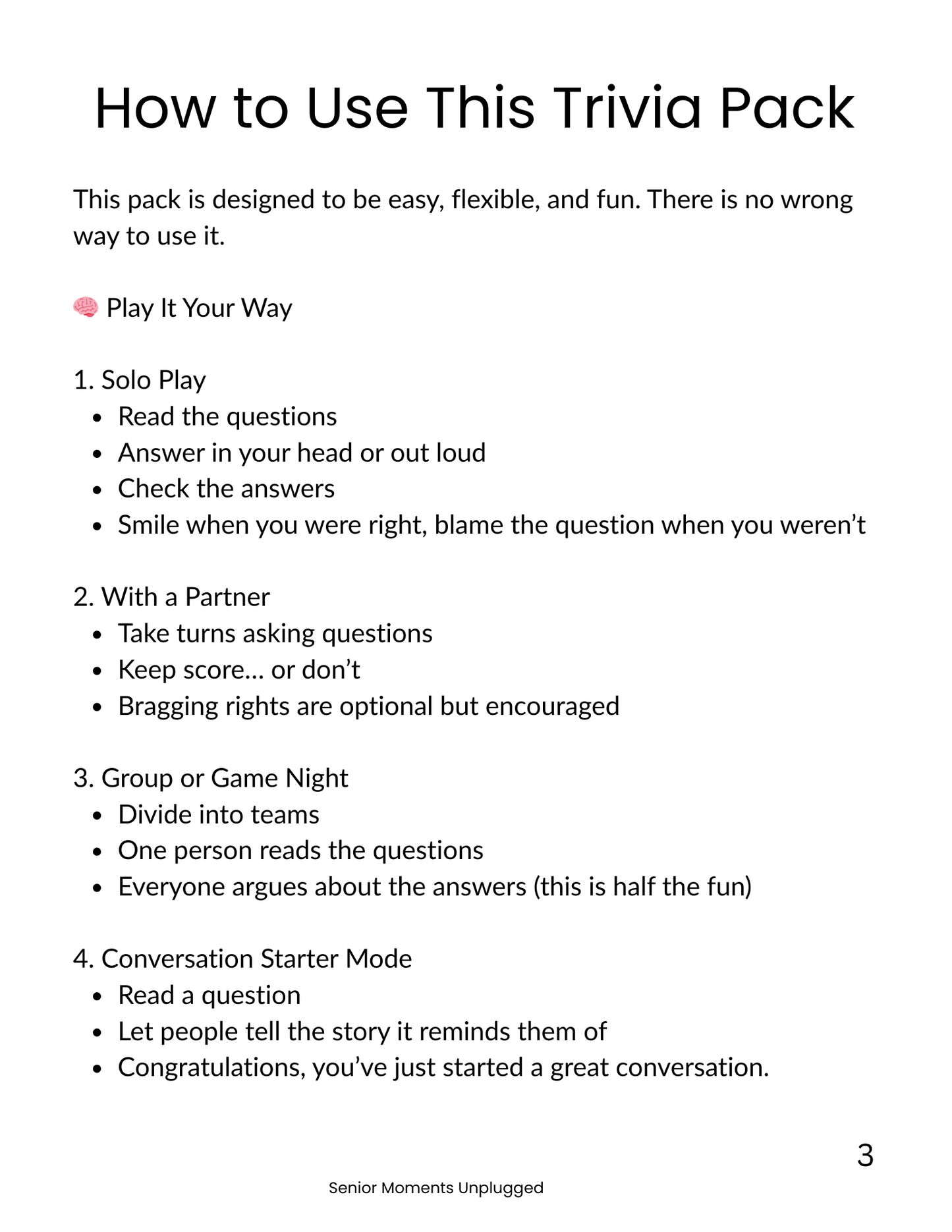 The Ultimate Senior Memory & Trivia Pack (Printable)